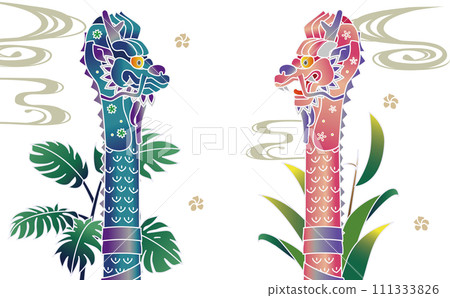Okinawa's colorful bingata-style dragon pillars Okinawa's colorful bingata-style dragon pillars 111333826