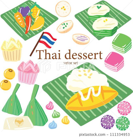 Thai dessert vector set  Thailand cuisine 111334953