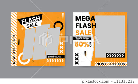 Collection of trendy sale discount social media post templates. Square banner design background. Collection of trendy sale discount social media post templates. Square banner design background. 111335232
