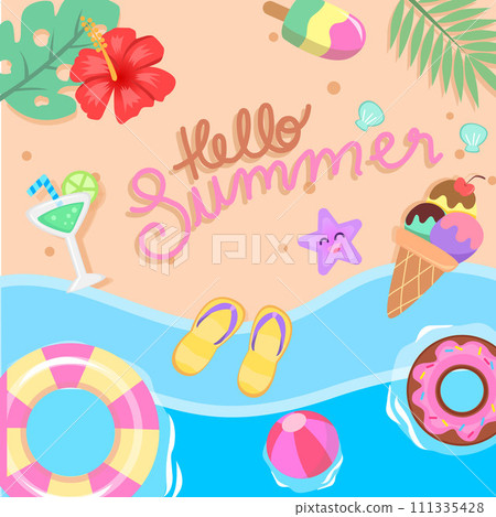 Summer fun cute vector set for hot season Summer fun cute vector set for hot season 111335428