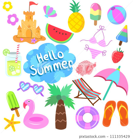 Summer fun cute vector set for hot season Summer fun cute vector set for hot season 111335429