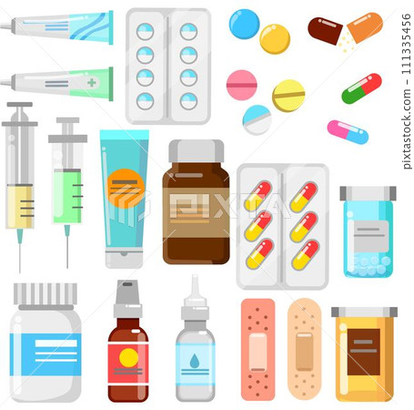 Medical Medicines pills vector set  111335456