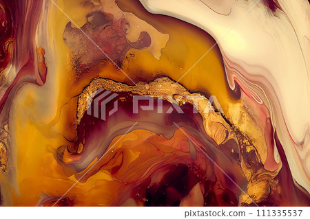 Colorful liquid paints mixed together creating modern abstract Colorful liquid paints mixed together creating modern abstract 111335537