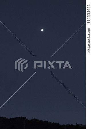 The moon at age 11.6 rises high in the eastern sky 111335621