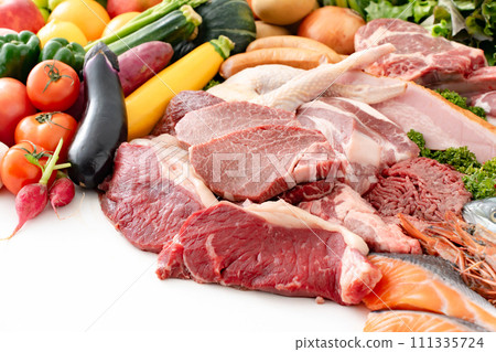 Meat, vegetables, fish collection Meat, vegetables, fish collection 111335724