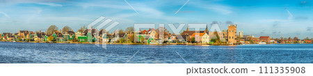 Amsterdam Netherlands, panorama city skyline and traditional house at Zaanse Schans Village 111335908