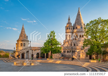 Budapest Hungary, city skyline at Fisherman's Bastion 111335917