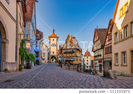 Rothenburg ob der Tauber Germany, city skyline at Plonlein the Town on Romantic Road of Germany Rothenburg ob der Tauber Germany, city skyline at Plonlein the Town on Romantic Road of Germany 111335973