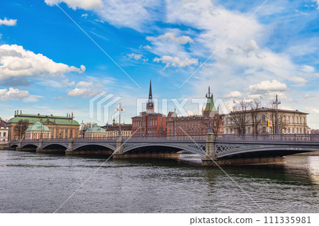 Stockholm Sweden, city skyline at Gamla Stan old town 111335981