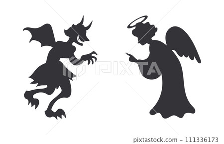 angel and devil silhouette illustration angel and devil silhouette illustration 111336173