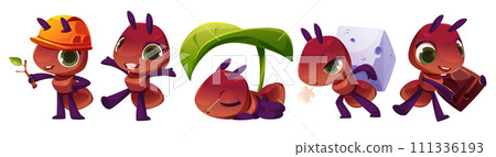 Ant cartoon character in different poses 111336193