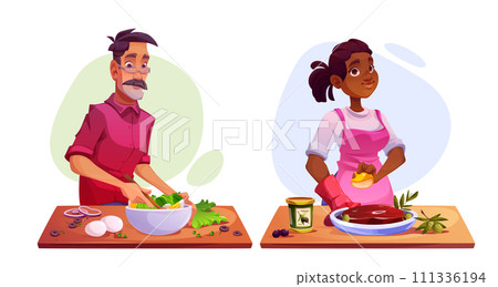 Food cooking process - cartoon vector 111336194