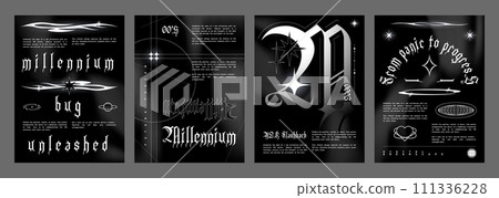 Poster design template in y2k grunge gothic style 111336228