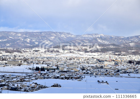 View of the area around Nakagome Station from Nozawa, Saku City, Nagano Prefecture (Saku City, Nagano Prefecture) [2024.2] 111336665