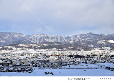 View of the area around Nakagome Station from Nozawa, Saku City, Nagano Prefecture (Saku City, Nagano Prefecture) [2024.2] 111336666