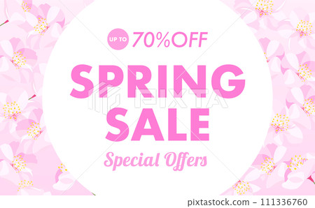 A circular frame with copy space of simple and stylish cherry blossom petals in full bloom that can be used as a sale background or title. A circular frame with copy space of simple and stylish cherry blossom petals in full bloom that can be used as a sale background or title. 111336760