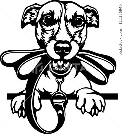 Active Jack Russell Terrier - Funny Dog - Pet Dog Vector Clipart, Dog Silhouette Stencil 111336940