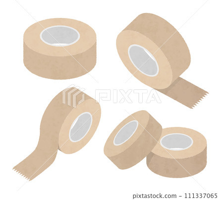 Gum tape pasted, duct tape placed, watercolor style 111337065