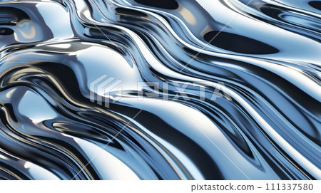 Metallic abstract wavy liquid background with waves 111337580