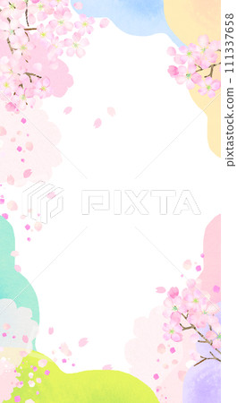 彩色背景圖與水彩櫻花 111337658
