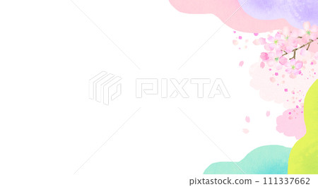 Colorful background illustration with watercolor cherry blossoms 111337662