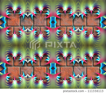 3D pattern background tile with embossed color abstract fractal art 3D pattern background tile with embossed color abstract fractal art 111338113