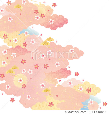 Background material-Japanese pattern cherry blossoms 2024-1 111338855