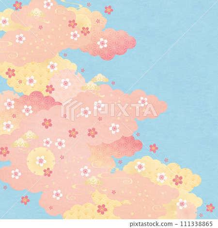 Background material-Japanese pattern cherry blossoms 2024-3 111338865