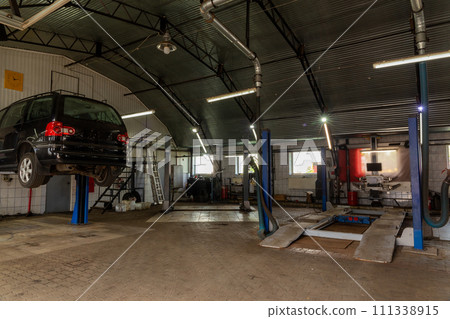 Car in automobile repair service center. Car in automobile repair service center. 111338915