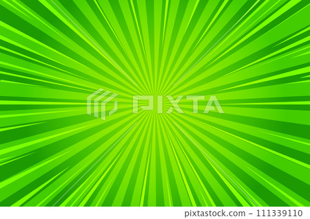Starburst cartoon comic background. Pop art pattern with radial rays effect. Vector sun light green wallpaper with halftone. Abstract anime explosion. Vintage manga backdrop 111339110