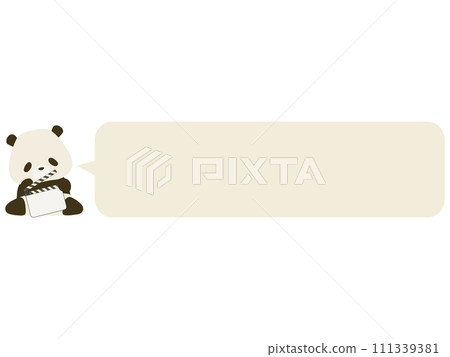 A panda with a clapperboard. with speech bubble 111339381
