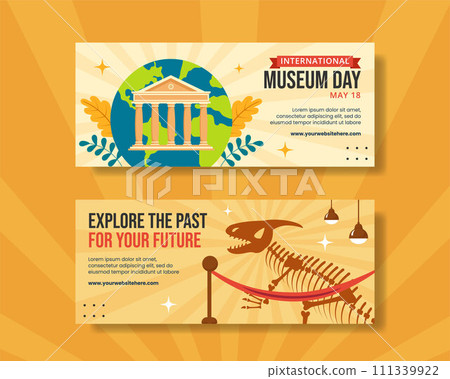 Museum Day Horizontal Banner Flat Cartoon Hand Drawn Templates Background Illustration Museum Day Horizontal Banner Flat Cartoon Hand Drawn Templates Background Illustration 111339922