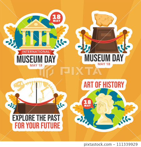 Museum Day Label Flat Cartoon Hand Drawn Templates Background Illustration Museum Day Label Flat Cartoon Hand Drawn Templates Background Illustration 111339929