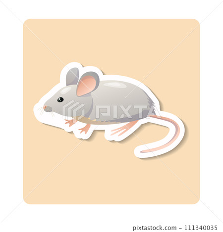 Mouse sticker illustration. Animal, ears, tail, nose. Editable vector graphic design. Mouse sticker illustration. Animal, ears, tail, nose. Editable vector graphic design. 111340035