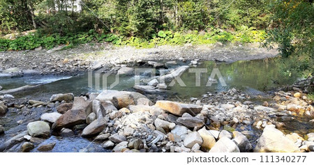 mountain river in the Carpathians. a mountain river in the Carpathians, a wonderful place, not a fast river calmly flows down from the mountains from which you can drink water in hot weather 111340277