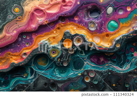 Ink flow in the planet's oceans: a symphony of colors and shapes AI image 3 111340324