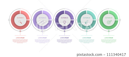 Infographics with icons for business, Finance, project, plan, or marketing. 5 stages 111340417