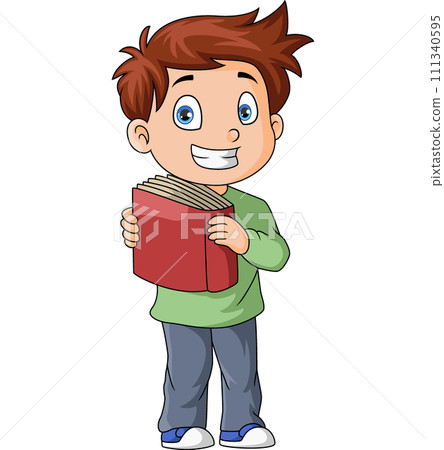 Cute little boy cartoon holding blank board Cute little boy cartoon holding blank board 111340595