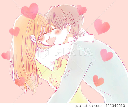 A man and a woman hugging each other and laughing heart A man and a woman hugging each other and laughing heart 111340610