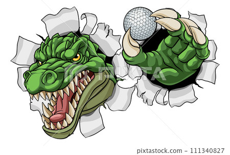 Crocodile Dinosaur Alligator Golf Sports Mascot Crocodile Dinosaur Alligator Golf Sports Mascot 111340827