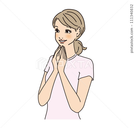 頭髮綁在腦後的女人的健康上半身 頭髮綁在腦後的女人的健康上半身 111340832