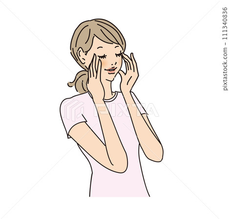 Healthy upper body of a woman with her hair tied back 111340836