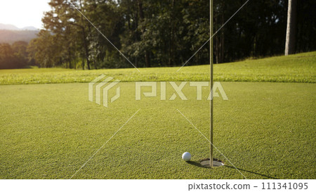 View of golf course with beautiful putting green. View of golf course with beautiful putting green. 111341095