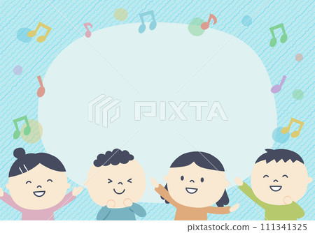 Children moving their bodies to the rhythm and copy space 111341325