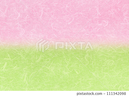 Creative Japanese paper with a peach-green gradation inlaid with natural fibers Creative Japanese paper with a peach-green gradation inlaid with natural fibers 111342098
