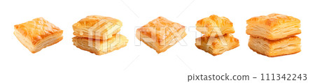 Cheese puff pastry vector set isolated on white background 111342243