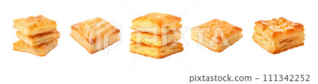 Cheese puff pastry vector set isolated on white background 111342252
