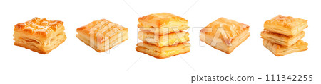 Cheese puff pastry vector set isolated on white background Cheese puff pastry vector set isolated on white background 111342255