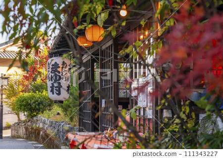 京都佐賀鳥居本秋天的傳統城鎮景觀 京都佐賀鳥居本秋天的傳統城鎮景觀 111343227