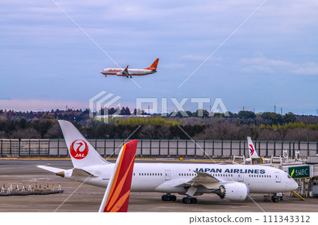 Japan's Chiba cityscape - View of Air India's B787-8, JALB787, etc. from Narita Airport 2 111343312